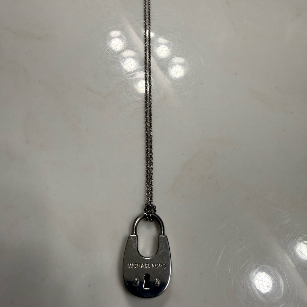 Michael Kors Silver Padlock Necklace